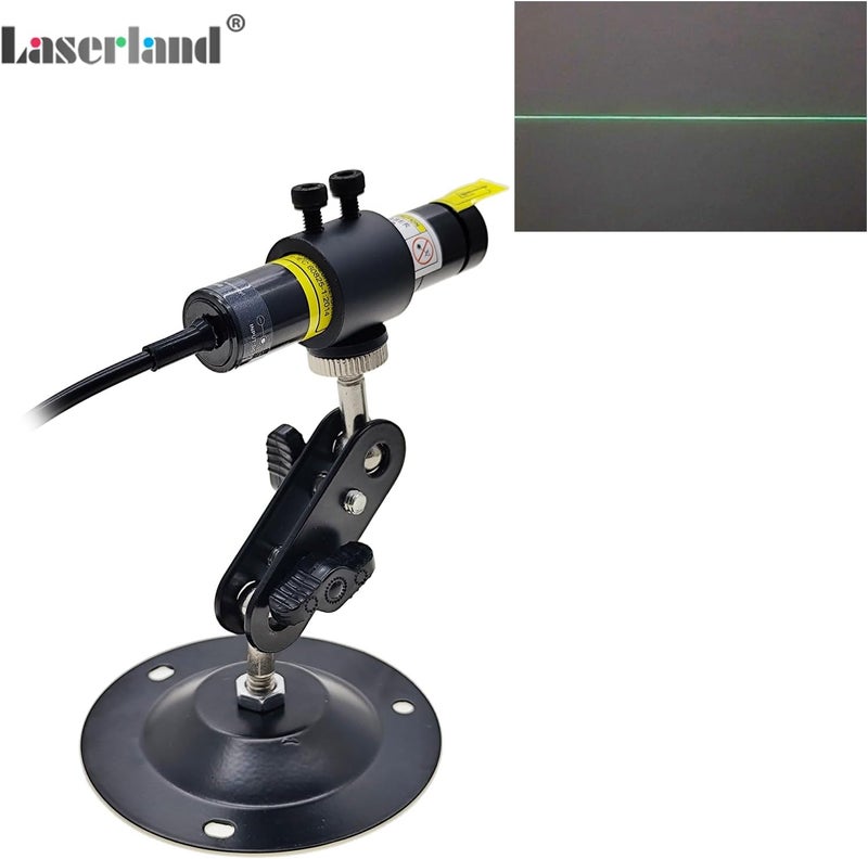 Laserlands 520nm Green Light Line Module Projector Focusable Locator Generator for Wood Stone Fabric Alignment Dia.16mm (5V DC with Adapter, Mount and Magnetic Base) - Image 3